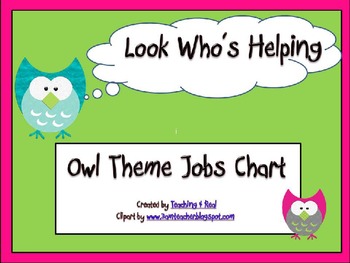 Preview of Back To School Owl Themed Class Job Chart
