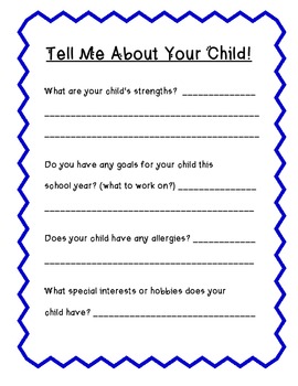 Back To School - Parent Contact Form by Sara Oberheide | TpT