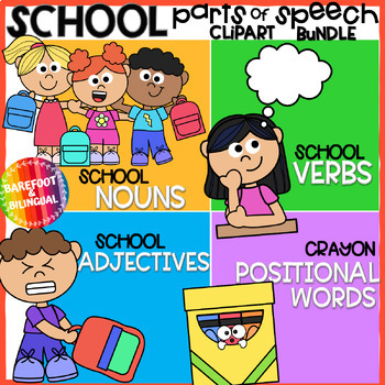 Preview of Back To School Parts of Speech Grammar Clipart Bundle