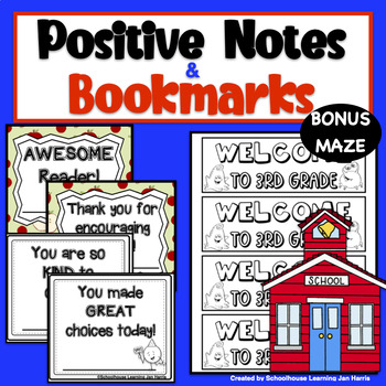 Preview of Back To School Positive Notes and Bookmarks
