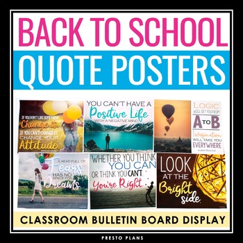 Preview of Back to School Posters - Positive Quotes Bulletin Board Classroom Display Decor