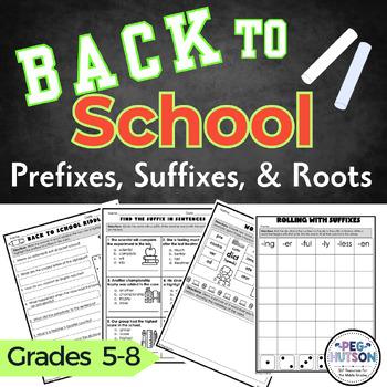 Preview of Middle School Morphology Back to School Prefixes, Suffixes, & Root Words Speech