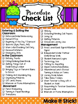 Back To School Procedure Check List *Freebie* by Page Products | TpT