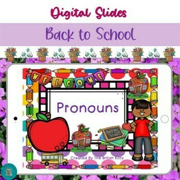 Preview of Back To School Pronouns on Digital Google Slides™ and Easel Assessment