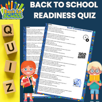 Preview of Back To School Readiness Quiz Assessment Test