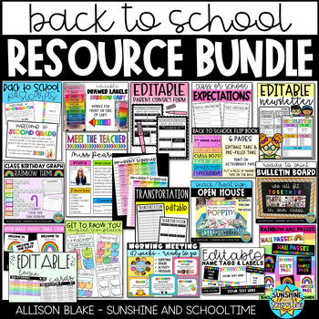Back To School Resource BUNDLE by Sunshine and Schooltime | TPT
