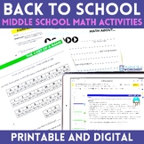 Back To School Math Activities for Middle School