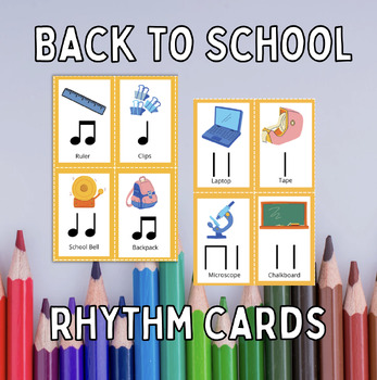 Preview of Back To School Rhythm AND Kodály Cards for Music Class & Piano Lessons
