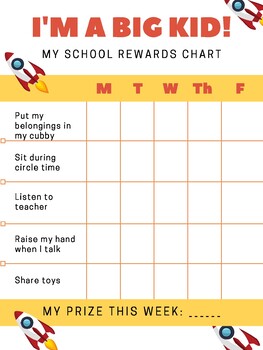 Back To School Rocket Rewards Chart by Best ED Resources | TPT