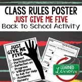 Back To School Rules & Expectations JUST GIVE ME FIVE Poster & Reflection