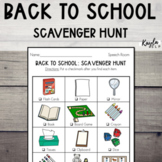 Back To School Speech Therapy Worksheets: Scavenger Hunt