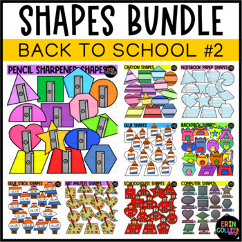 Preview of Back To School Shapes Clipart GROWING BUNDLE #2 - School Supplies