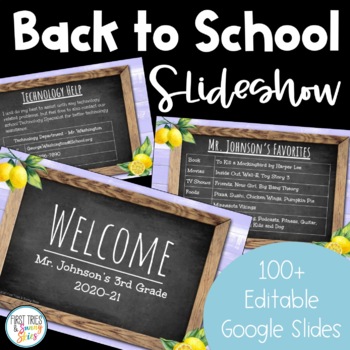 Preview of Back To School Slideshow - EDITABLE Google Slides - Parent Night - Open House