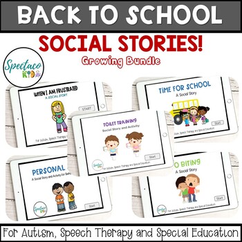 Preview of Back To School Social Stories | Autism and behavior management SEL Boom Cards
