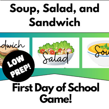 Preview of Back-To-School Soup, Salad, or Sandwich Game | Day 1 Classroom Community Builder