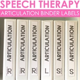 Back To School Speech Therapy Articulation Binder Labels -