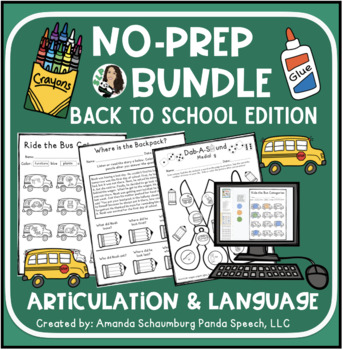 Preview of Back To School Speech Therapy Bundle: Artic & Language + Digital Option