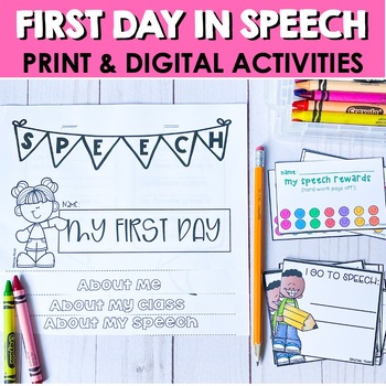 Preview of Back To School Speech Therapy - First Day Activities & Schedule- Print & Digital