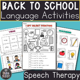 Back To School Speech Therapy Language No Prep Printable