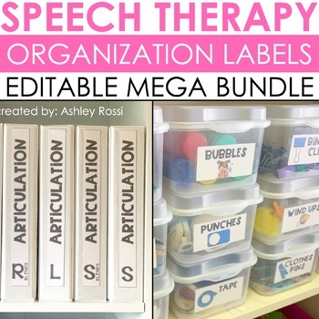 Speech Therapy Organization Labels - Storage Bins and Containers
