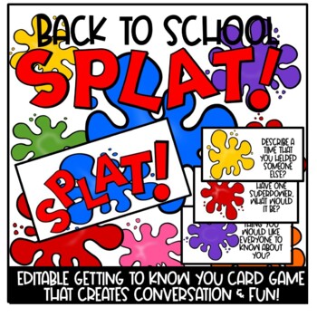 Preview of Back To School Splat Game Ice Breaker Getting to Know You