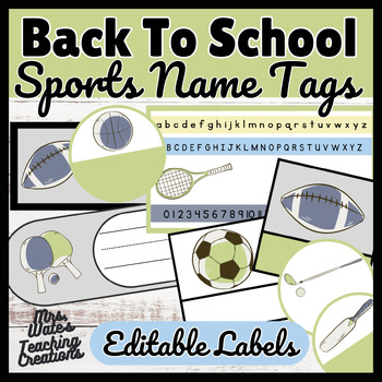 Preview of Back To School Editable Sports Themed Name Tags & Sports Classroom Decor