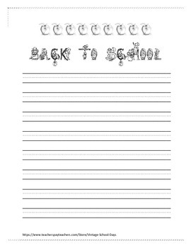 Back To School Stationary Handwriting Paper Journal by Vintage School Days
