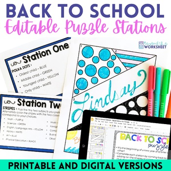 Preview of Back To School Activity - Editable About Me Stations | Centers