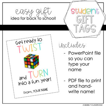 Preview of Back To School Student Gift Tag