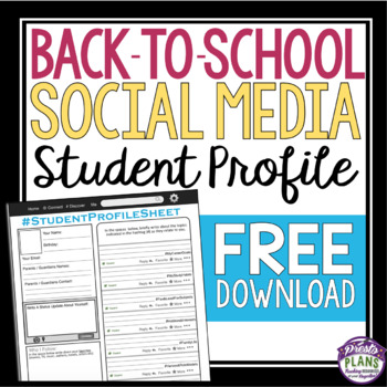 Preview of Free Back to School Student Profile - First Day Questionnaire - Social Media