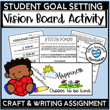 Preview of Back To School Student Vision Board Activity Template with Rubric Project