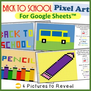 Preview of Welcome Back To School Summer Pixel Art for Google Sheets ™