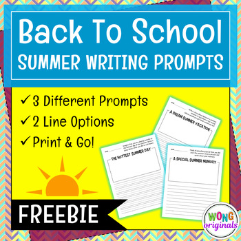 Preview of Back To School - Summer Writing Prompts | FREEBIE