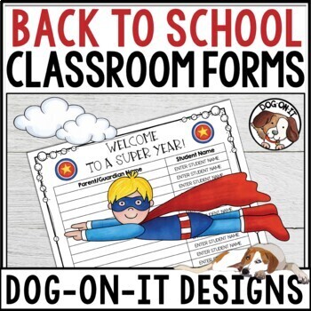 Preview of Back To School Forms Editable Superhero Freebie