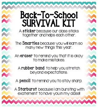 Back To School Survival Kit by The Shiplap Teacher | TPT