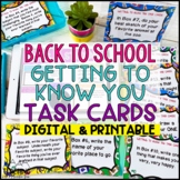 Back To School Task Cards Getting to Know You Task Cards | Digital and Printable