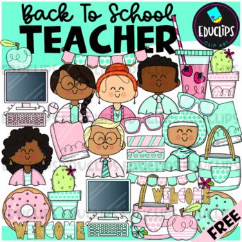 Preview of Back To School Teacher Clip Art Set {Educlips Clipart}