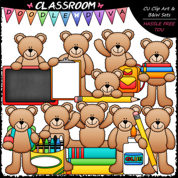 cute school bear clipart