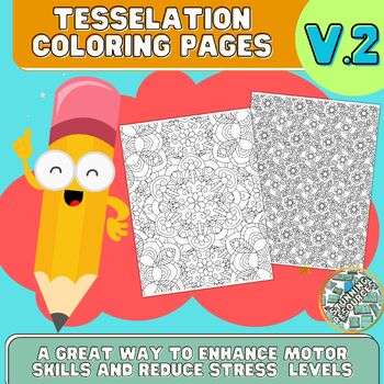 Preview of Back To School Tessellation Coloring Pages V.2 Middle School #FSSparklers23