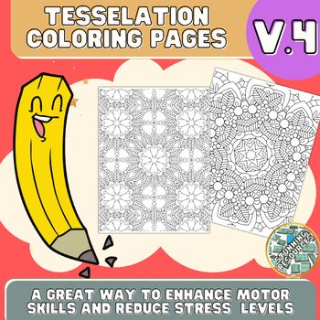 Preview of Back To School Tessellation Coloring Pages V.4 Middle School #FSSparklers23
