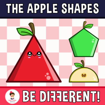 Preview of Apple Shapes Clipart Geometry Math 2D Fall September Fruit