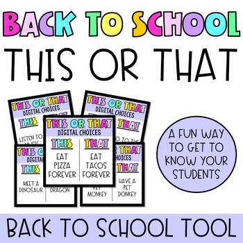Preview of Back To School -This or That | Digital & Printable