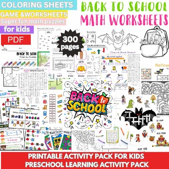 Preview of Back To School WORKSHEETS | SIGHT WORDS | PATTERNS | MATH Activity Pack For Kids