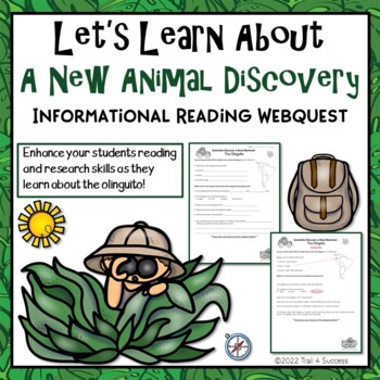 Preview of A New Animal Discovery Webquest Olinguito Internet Research Worksheet