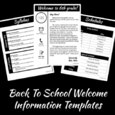 Back To School Welcome Information Templates