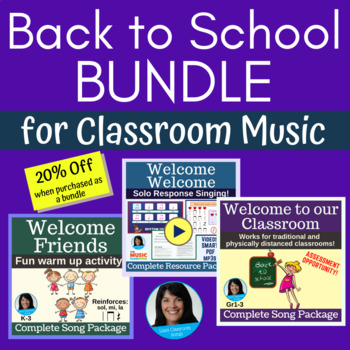 Preview of Back To School Music Bundle for Elementary Music | Welcome Songs & Singing Games