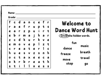 Preview of Back To School Dance Word Search - Lower Elementary