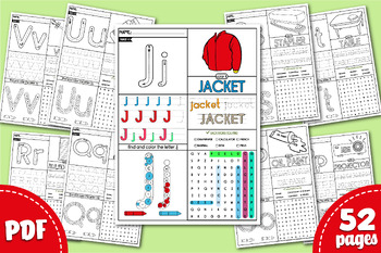 Preview of Back To School Word Search Puzzle, Alphabet Writing, Letter Tracing, Recognition