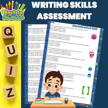 Preview of Back To School Writing Assessment Test  | English Language Quiz