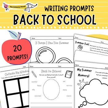 Preview of Back To School Writing Prompts for K-3 | Creative Writing & August Themes
